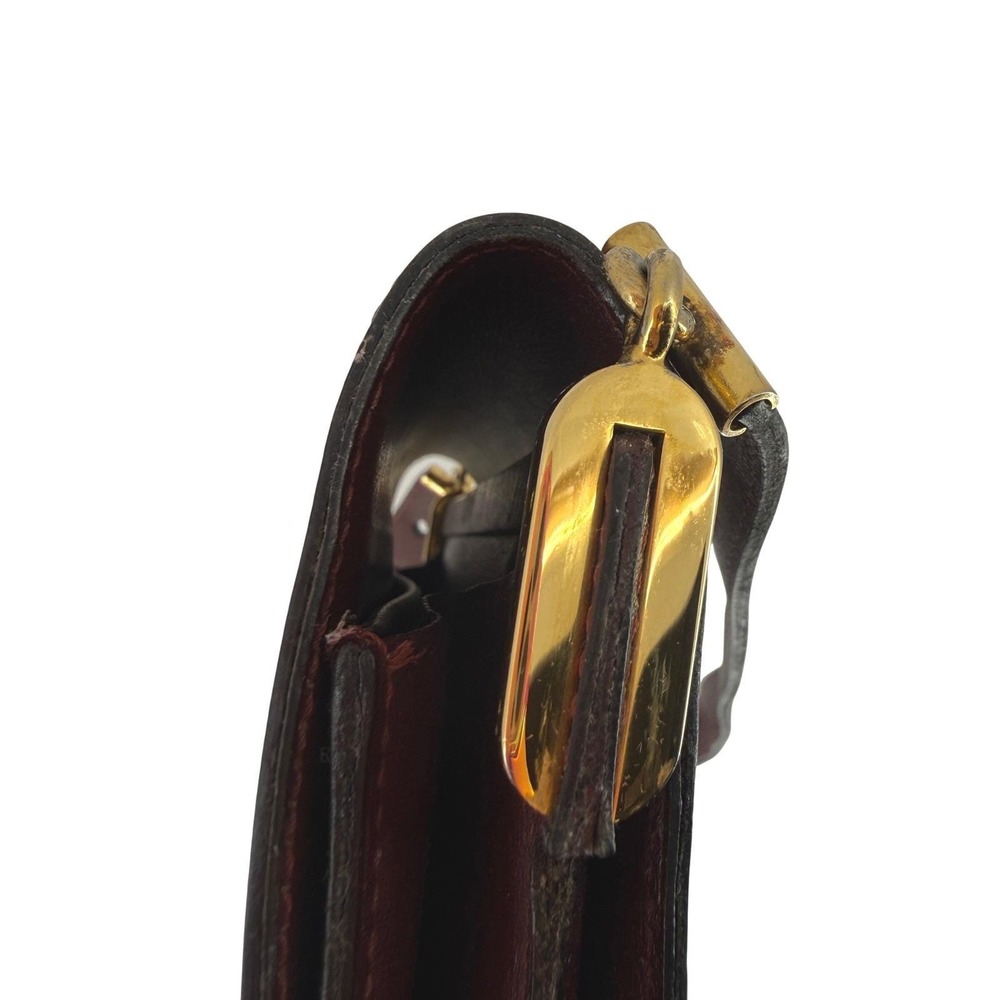 Vintage‎ Christian Dior Burgundy Leather Shoulder Box Bag CD Gold Accordion Flap - Picture 12 of 12